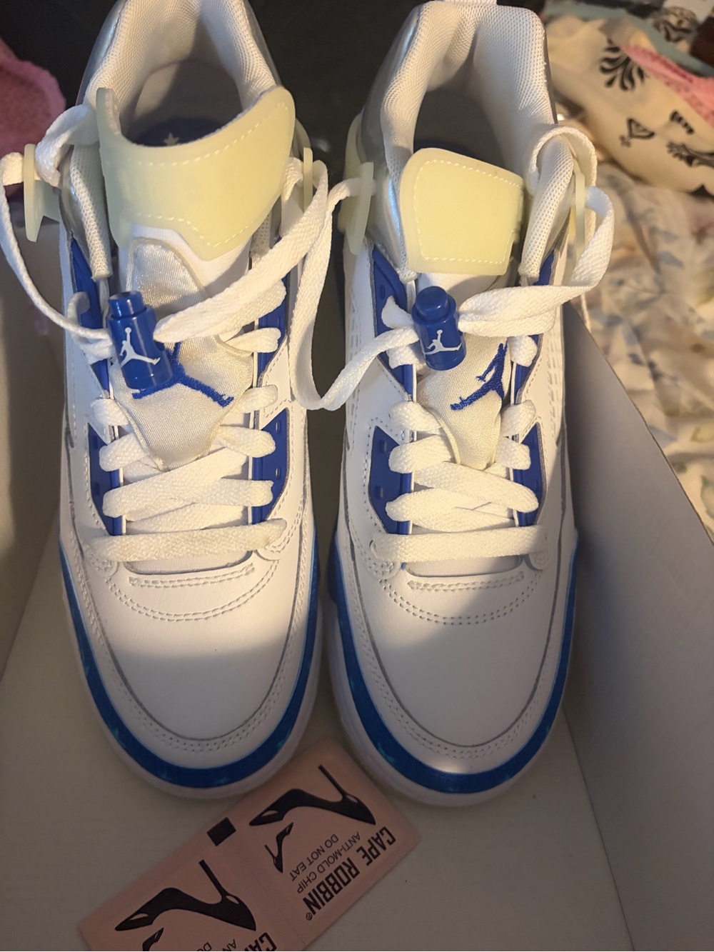 Jordan Kids White and Blue Sneakers